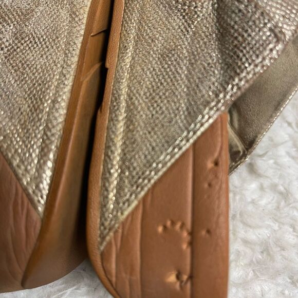 Fitflop Lulu faux leather reptile print gold tone wedge thong sandals size 11 - Picture 9 of 11